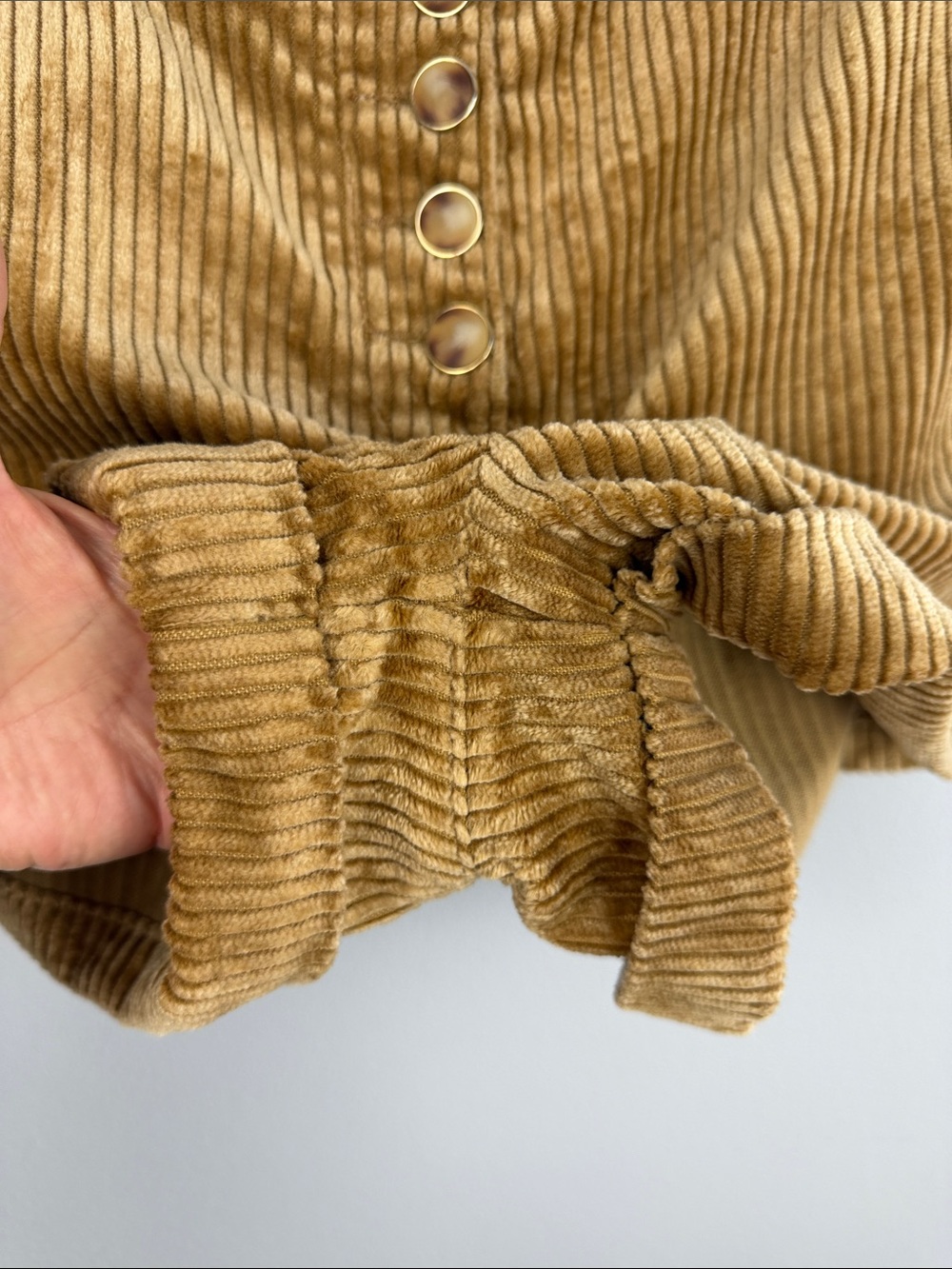 Sezane Maddie Shorts Dark Beige High Waist Pockets Cuffed Corduroy Size 4 Fall - Picture 10 of 16